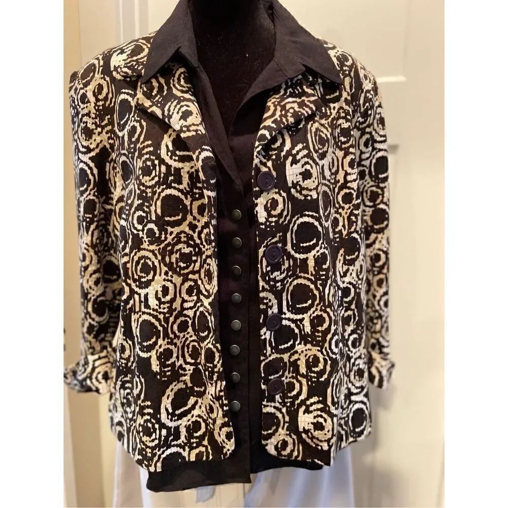 Dress Barn Women's Large Top / Button Down Collared Jacket w Shoulder Pads New